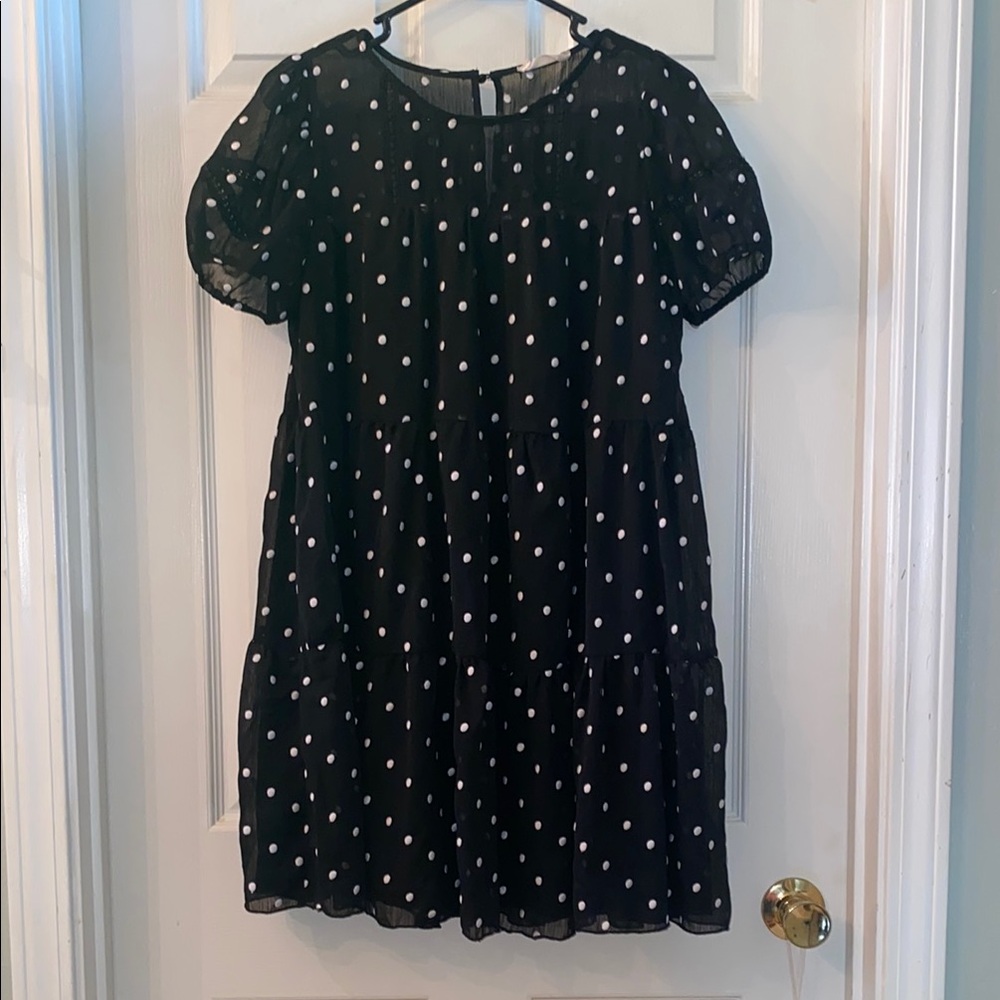 Altar'd State Black and White Sheer Polka Dot Dress - Picture 3 of 13
